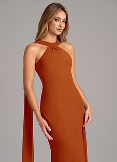 Azazie Kinsley Bridesmaid Dresses Paprika Mermaid Pleated Chiffon Dress image7
