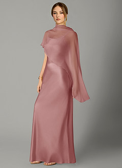Azazie Jaleesa Bridesmaid Dresses Dusty Rose A-Line High Neck Stretch Satin Dress image4