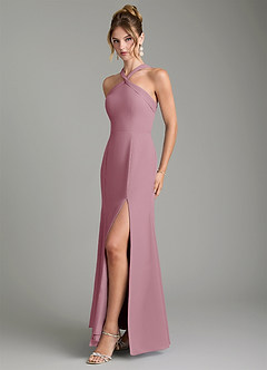 Azazie Rue Bridesmaid Dresses Vintage Mauve A-Line Halter Chiffon Dress image5