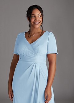 Azazie Bessie Kleider für die Brautmutter A-Linie Plissee Gittergewebe Kleid Himmelblau image11