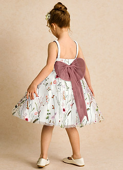 Azazie Peppa Flower Girl Dresses Ivory Amethyst A-Line Sweetheart Neckline Tulle Dress image5