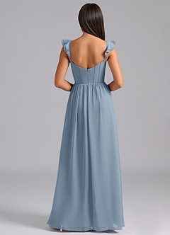 Azazie Denisse Bridesmaid Dresses Dusty Blue A-Line Ruched Chiffon Dress image2