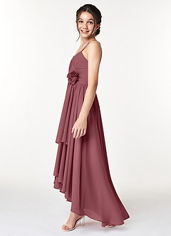 Azazie Catalina Junior Desert Rose A-Line Ruched Chiffon Dress image5
