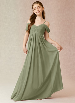 Azazie Kaitlynn Junior Abito A-Line in Chiffon a Spalla Scoperta Pistacchio image1