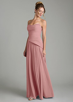 Azazie Gabriela Bridesmaid Dresses Dusty Rose A-Line Corset Chiffon Dress image6