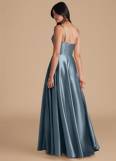 Azazie Elle Brautjungfernkleider A-Linie mit Taschen Metallischer Satin Kleid Zwielichtviolett image2