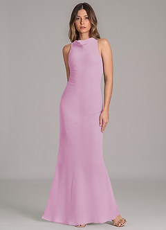 Azazie Allettie Bridesmaid Dresses Candy Pink Mermaid Chiffon Dress image4