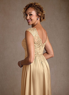 Azazie Amethyst Mother of the Bride Dresses Champagne A-Line Lace Dress image7