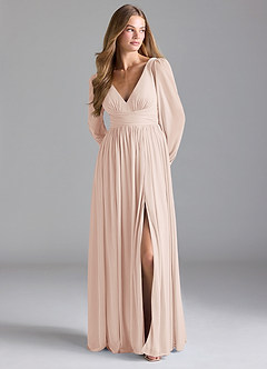Azazie Norah Robes de demoiselle d'honneur Robe Trapèze en Maille Rose Pâle image3