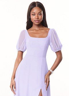 Azazie Alani Bridesmaid Dresses Lilac A-Line Square Neckline Chiffon Dress image5