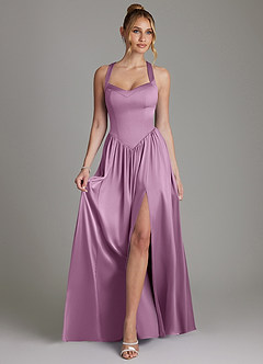 Azazie Francis Bridesmaid Dresses Wisteria A-Line Corset Stretch Satin Dress image3