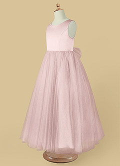 Azazie Muni Flower Girl Dresses Blushing Pink A-Line Bow Tulle Dress image5