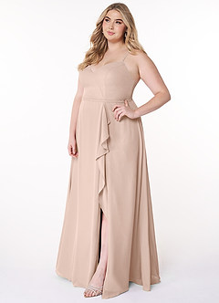 Azazie Naeem Bridesmaid Dresses English Rose A-Line V-Neck Ruffle Chiffon Dress image10
