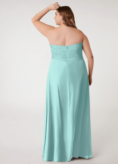 Azazie Arabella Allure Bridesmaid Dresses Aqua A-Line Sweetheart Neckline Chiffon Convertible Dress image13