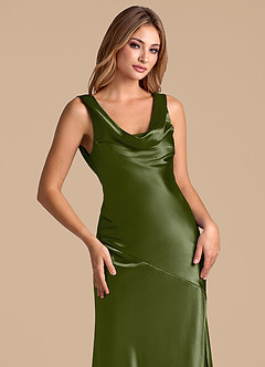 Azazie Rylina 신부 들러리 드레스 인어 메탈릭 새틴 바닥 길이 드레스 image7