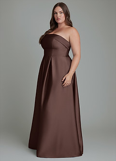 Azazie Lucienne Bridesmaid Dresses Ganache A-Line Strapless Stretch Satin Convertible Dress image11