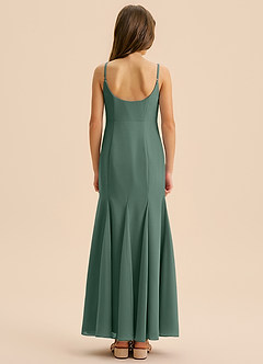 Azazie Evey Junior Abito Sirena in Chiffon Plissettato Muschio Marino image2