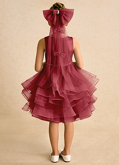 Azazie Tinie Flower Girl Dresses Pomegranate Ball-Gown Bow Tulle Dress image6