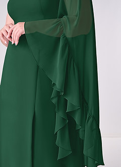 Barbie ♥ Azazie Brautjungfernkleider A-Linie Langarm Chiffon Kleid Dunkelgrün image10
