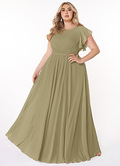 Azazie Daphne vestidos de dama de honor modestos Vestido de Corte En A Volantes Hasta el suelo Gasa image6