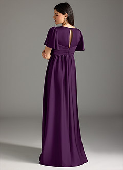 Azazie Verna Maternity Bridesmaid Dresses A-Line Ruched Stretch Satin Floor-Length Dress image2