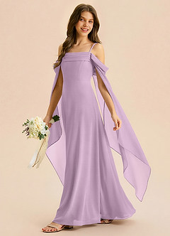 Azazie Moana Junior Linia A Pofałdowany Szyfon Długość podłogi Młodsza druhna Sukienka image2