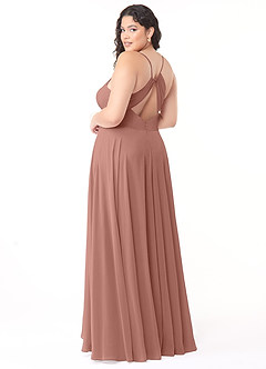 Azazie Avelina Bridesmaid Dresses Cedar Rose A-Line V-Neck Pleated Chiffon Dress image9