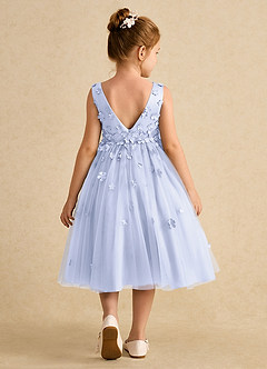 Azazie Lana Flower Girl Dresses Lavender A-Line Sleeveless Matte Satin Dress image2