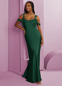 Barbie ♥ Azazie Abiti da Damigella Abito Tubino in Raso Elasticizzato Plissettato Verde Scuro image10