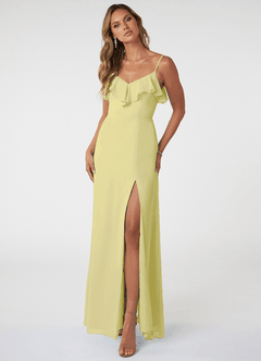 Azazie Natalia Brautjungfernkleider A-Linie Chiffon Kleid Zitronensorbet image1