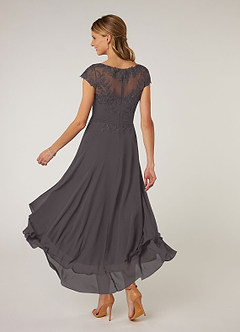 Azazie Shonda Kleider für die Brautmutter Spitze Chiffon Kleid Stahlgrau image4