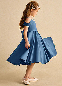 Azazie Favia Flower Girl Dresses Twilight A-Line Off the Shoulder Matte Satin Dress image5