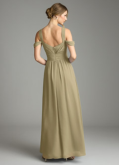 Azazie Lianne Bridesmaid Dresses Moss Green A-Line Off the Shoulder Chiffon Dress image7