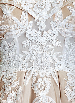Azazie Becca Robes de mariée Robe Trapèze en Tulle Décolleté en cœur Diamant Nude image7