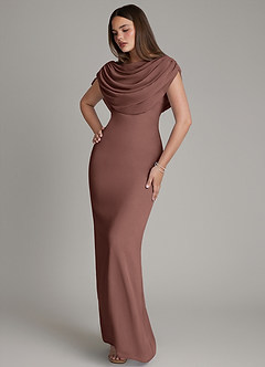 Azazie Hadley Bridesmaid Dresses Espresso Mermaid Pleated Chiffon Dress image8