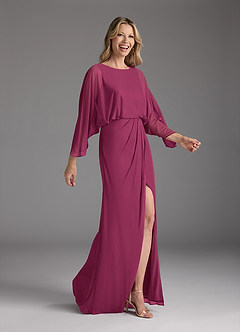 Azazie Ysabella Mother of the Bride Dresses Mulberry Mermaid Pleated Mesh Dress image1