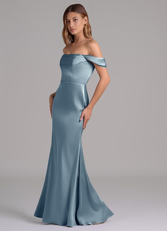 Azazie Miley Kleider zum Anprobieren zu Hause Wandelbar Meerjungfrau-Linie Schulterfrei Stretch-Satin Kleid Staubblau image4