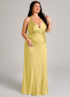 Azazie Valerie Suknie dla druhen Syrena Pofałdowany Satyna elastyczna Do ziemi Sukienka image10