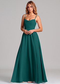 Azazie Elle Bridesmaid Dresses Peacock A-Line Pleated Chiffon Dress image4