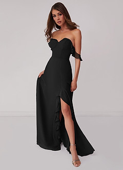 Barbie ♥ Azazie Bridesmaid Dresses Black A-Line Off the Shoulder Chiffon Convertible Dress image1