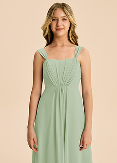 Azazie Elsie Junior Dusty Sage A-Line Sweetheart Neckline Chiffon Dress image5