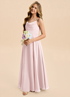 Azazie Gia Junior A-Linie Plissee Chiffon Kleid Zartrosa image7