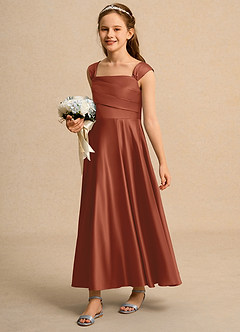 Azazie Bundle Junior Formal Flower Girl Klänningar Klä A-Line i Matt satäng Plisserad image5