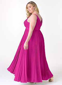 Azazie Raychelle Jurken voor bruidsmeisjes Jurk van Chiffon met A-Lijn V-hals Fuchsia image10