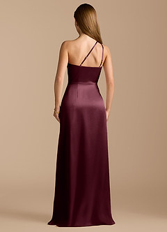 Azazie Trina Jurken voor bruidsmeisjes Jurk van Metaalachtig Satijn met A-Lijn One-Shoulder Cabernet image9