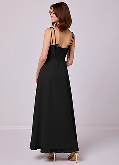Barbie ♥ Azazie Bridesmaid Dresses Black A-Line Pleated Chiffon Dress image2