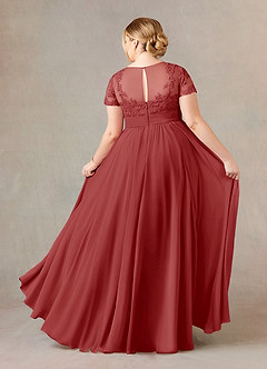 Azazie Annette Mother of the Bride Dresses Rust A-Line Lace Chiffon Dress image8