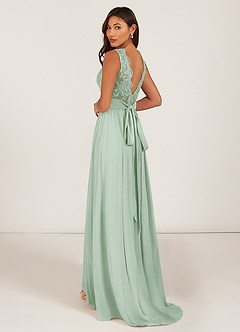 Azazie Gertrude Bridesmaid Dresses Agave A-Line Lace Chiffon Dress image5