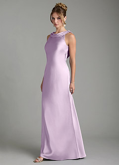 Azazie Aussie Robes de demoiselle d'honneur Robe Fourreau en Satin extensible Plissée Frostiges Flieder image4