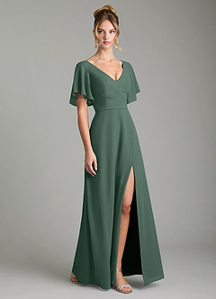 Azazie Ambrosia Bridesmaid Dresses Sea Moss A-Line Pleated Chiffon Dress image5